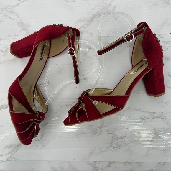 Joyfolie Red Velvet Women's Heels - Picture 1 of 8